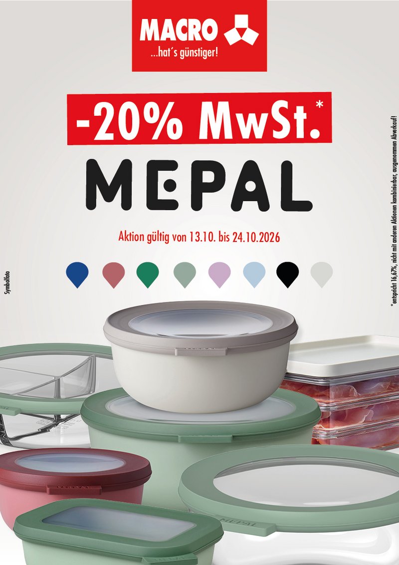 Alles in Ordnung. 20 % MwSt. geschenkt auf Mepal!