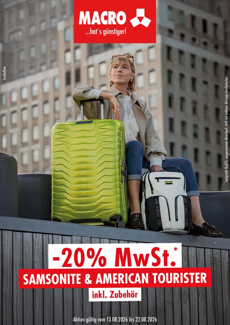 Stilvoll unterwegs mit Samsonite und American Tourister.