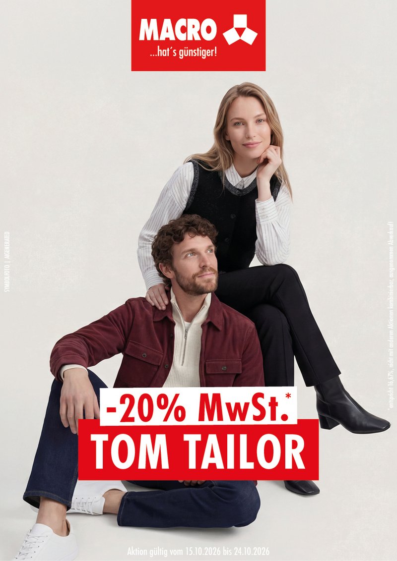 -20 % MwSt. auf Tom Tailor.